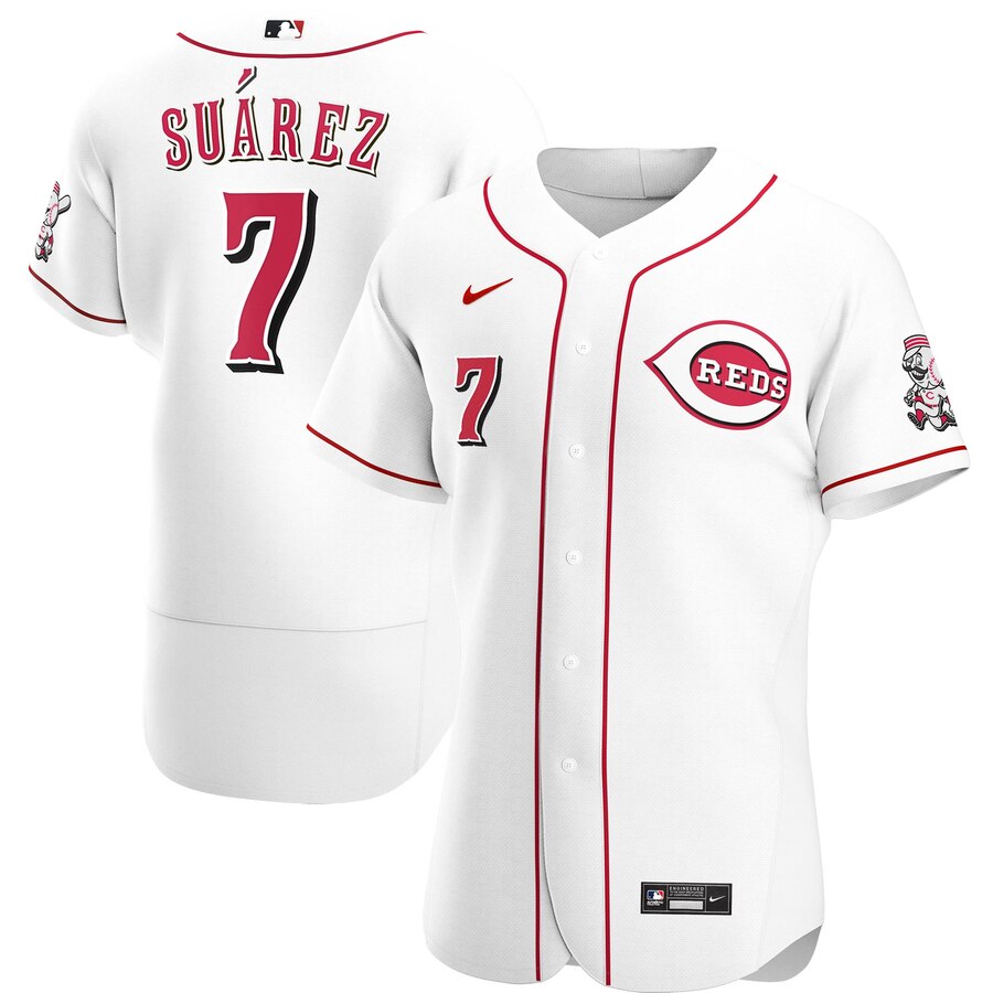 Cincinnati Reds #7 Eugenio Suarez Men Nike White Home 2020 Authentic Player MLB Jersey